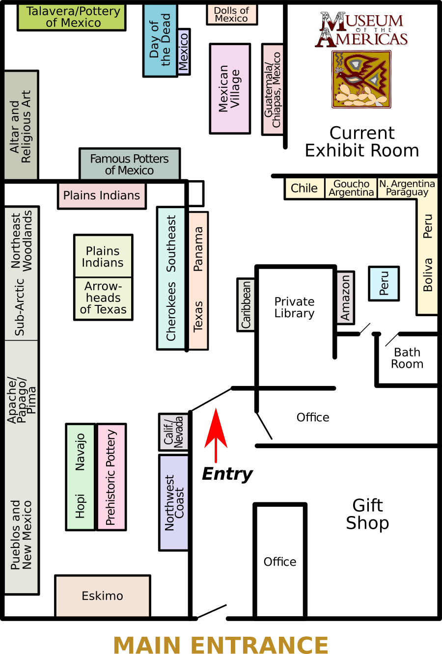 Map of the exhibit locations at the Museum.
